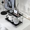 Metal Desktop Layered Storage Rack Double-Layer Desk Storage Rack Bathroom Cosmetics Storage Rack for Living Room Entrance Hall Kitchen and Bathroom