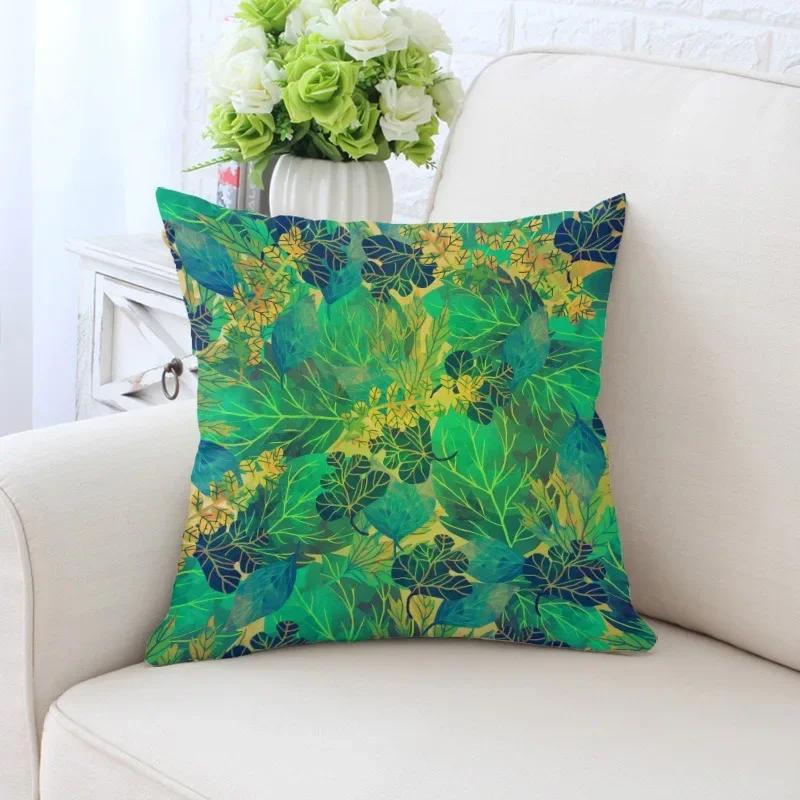 Luxury Home Decor Pillowcase Tropical Rainforest Plant Flower Coconut Print Office Sofa Car Cushion Cover