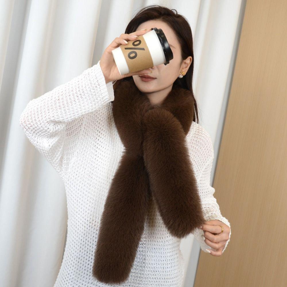 Solid Color Winter Fluffy Scarf Thick Long Strip Scarf Ladies Neck Warmer Scarves Outdoor Warm