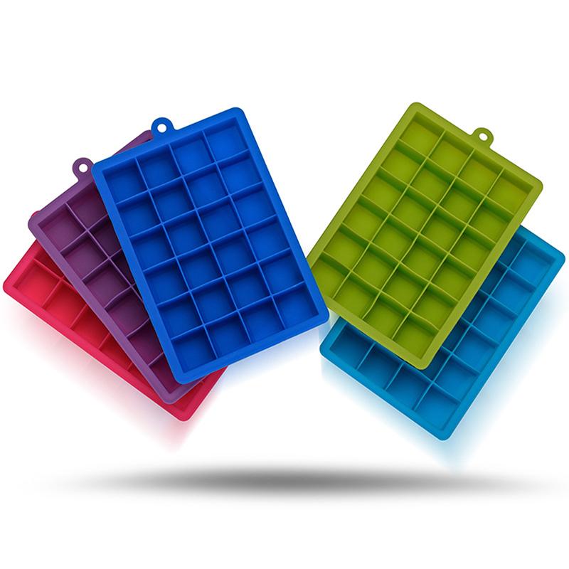 24 Silicone Ice Cube Tray Molds DIY Desert Cocktail Maker Square Mould