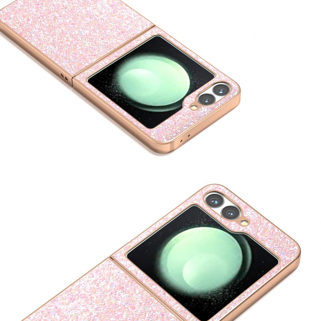 For Samsung Galaxy Z Flip7 FE 5G/Z Flip6 5G Case Electroplating Phone Cover Colored Glitter Design PU+TPU Protective Case