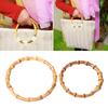 Flat Round Shape Bag Purse Handle Practical Bamboo Bag Handle DIY Handle Replacements for Handmade Beach-Bag Purse Bag