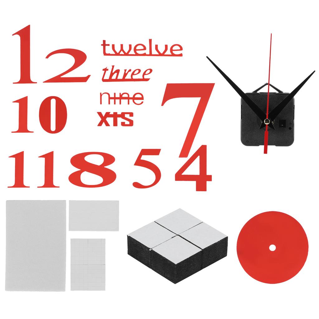 Modern DIY Digital Wall Clock Sticker Decals for Home Living Room Office DecorationRed