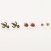 S925 Silver Needle Korean Temperament Sweet Fashion New Mini Cactus Strawberry Three-piece Combination Stud Earrings