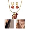 Pomegranate Pendant Necklace Drop Earrings Pendant Earrings Elegant Jewelry Alloy Texture for Gifts and Celebrations