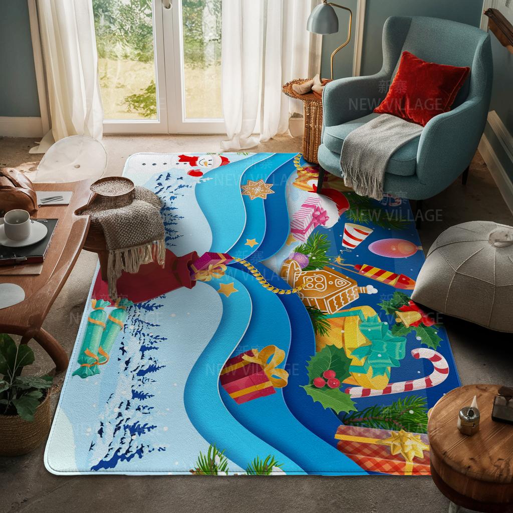 House Entrance Carpet Home Door Mat Living Room Bath Foot Bathroom Non-slip Water Absorption Rugs Bath Merry Christmas Winter