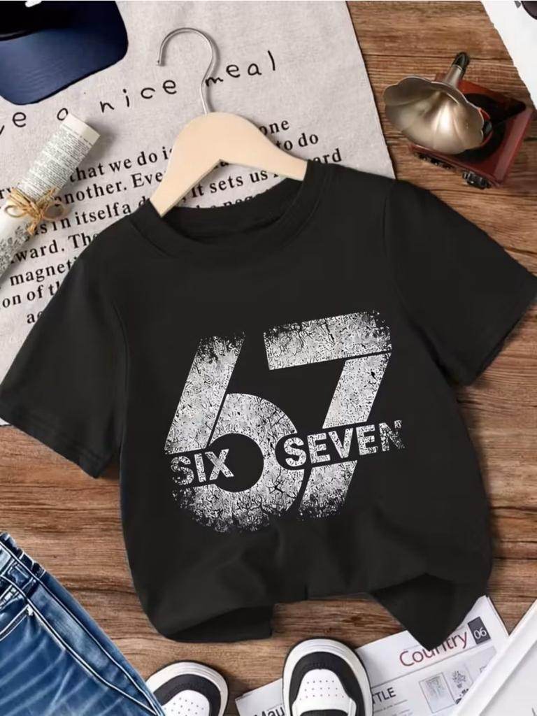 Sommer Meme T-Shirt für Kinder Lustiger Digitaldruck Kurzarm-T-Shirt Lockere Bequeme Oberteile Streetwear Mode Kinderkleidung