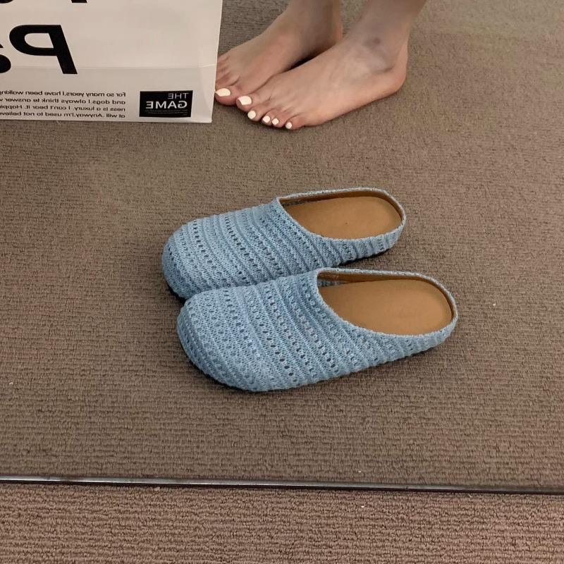 Woven Bag Head Slippers Women's Summer Wear Beach Soft Bottom Lazy High Value Flat Bottom Cool Slippers