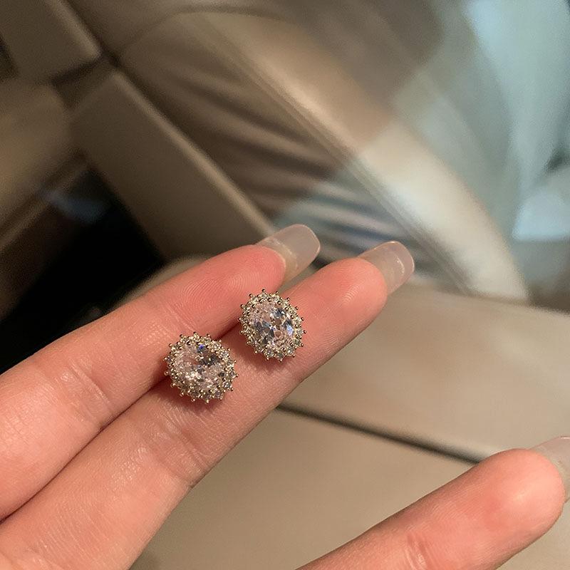 Exquisite Zircon Earrings for Women, Light Luxury, Versatile, Elegant, High-end Feel, Niche Design Style Earrings