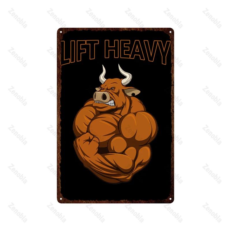 Trening Mięśni Fitness Metalowy Znak Podnoszenie Ciężarów Boks Sport Metalowa Tablica Tabliczki Sztuka Podnoś Ciężkie Blaszane Plakaty Siłownia Bar Wystrój Domu