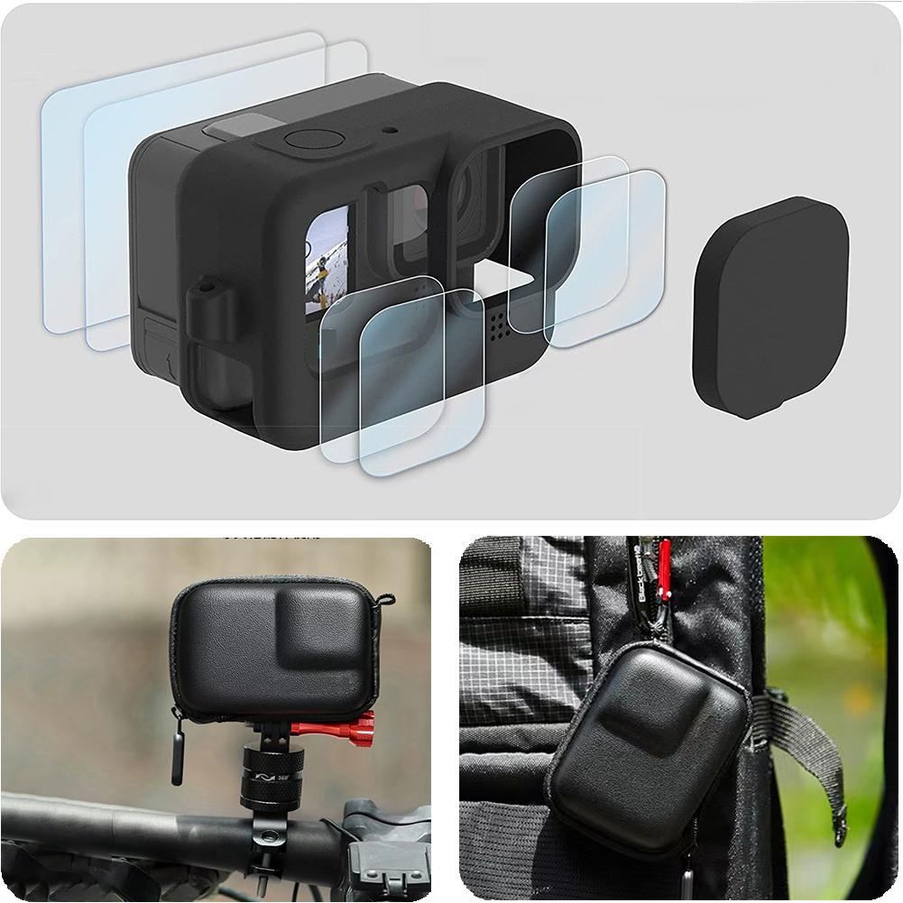 Silikonhülle für GoPro Hero 13, schwarzer Displayschutzfilm, Objektivdeckelabdeckung, Aufbewahrungstasche für Go Pro 13 12 11 10 9, Hüllenzubehör