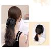 Synthetic Wigs Simulated Ribbon Bowknot Puffy Curly Grab Clip Ponytail Wig Women Headwear Extensions 40Cm