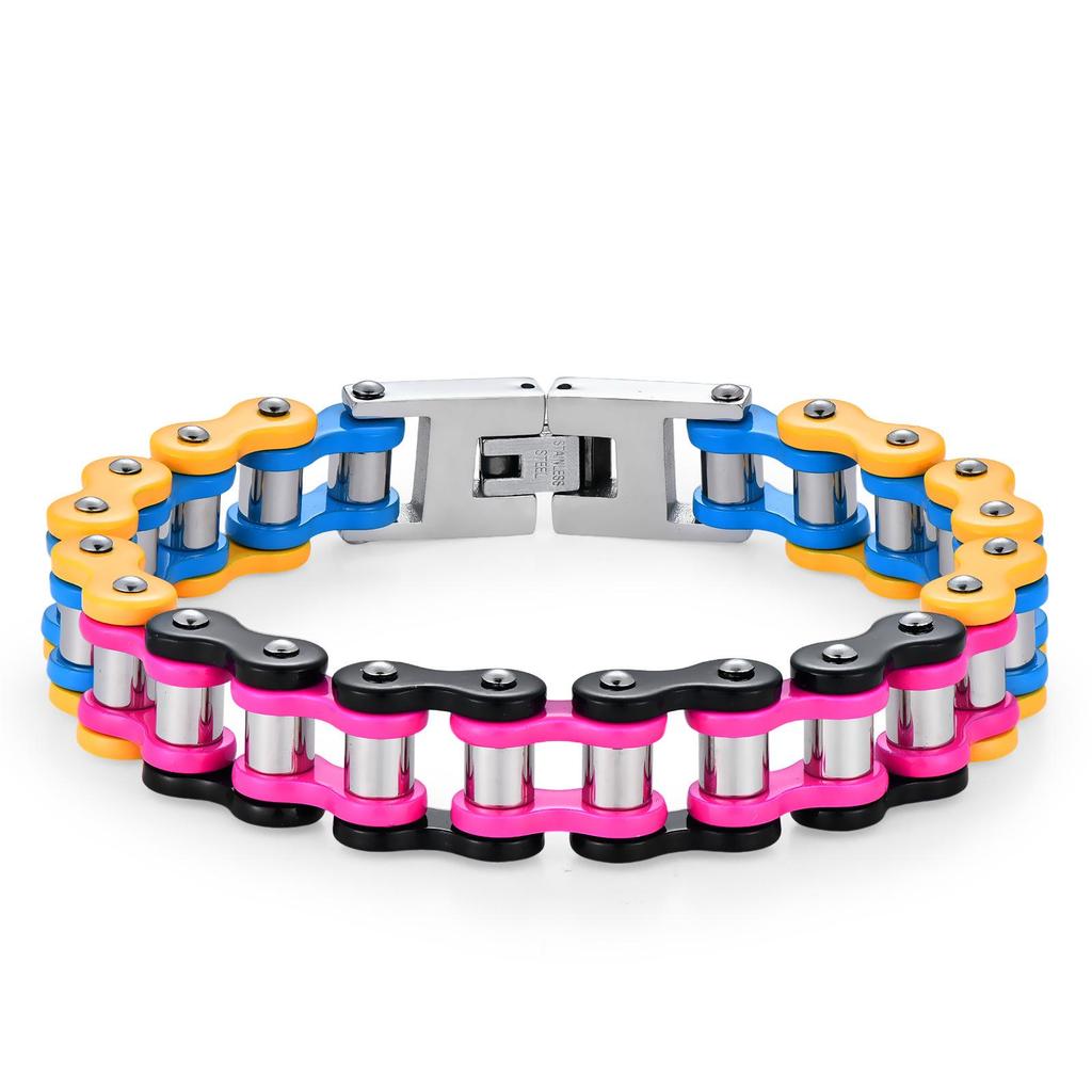 European-American Style Bicycle Chain Bracelet: Creative Rock Hip Hop Jewelry for Men & Women In Stainless Steel