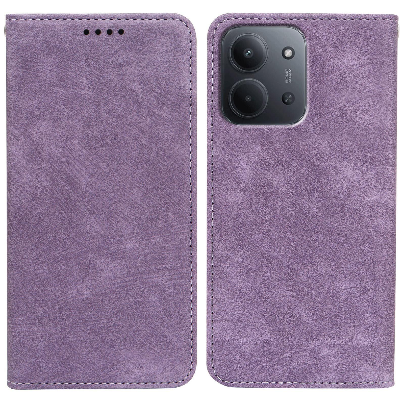 

For Xiaomi Redmi 15C 4G (Global) (171mm)/Poco C85 4G Case Strong Magnetic Leather Wallet Phone Cover with Striped Texture Purple