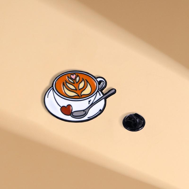 Vintage Cartoon Handmade Coffee Products Series Cute Brooch Cup Coffee Machine with Simple Design and Accessory Badges