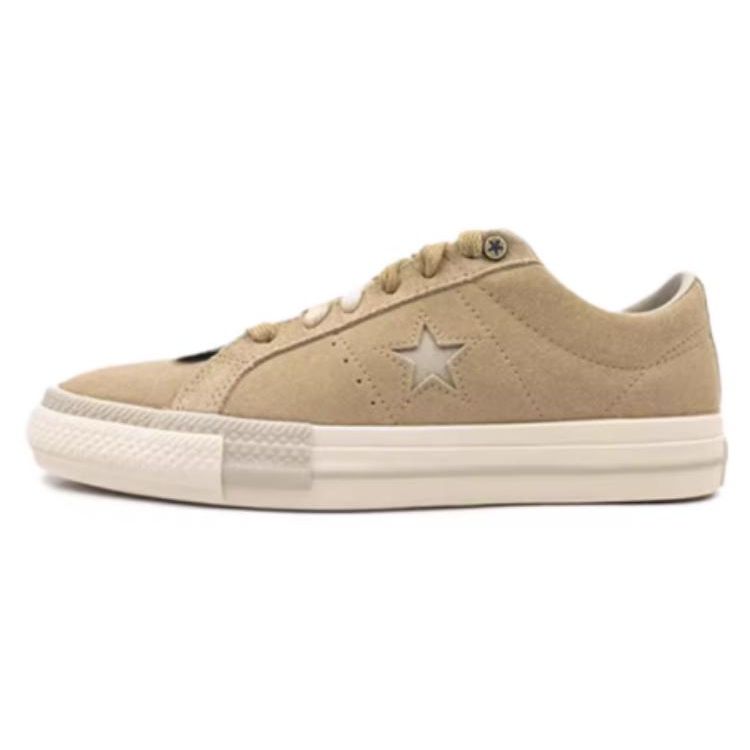 Converse One Star Round Toe Lace-Up Warm Non-Slip Wear-Resistant Low-Top Skate Shoes Unisex Sneakers Khaki A07973C