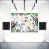 2D Jungle Themed 2nd Birthday Backdrop Cloth for Photo Booth & Decor