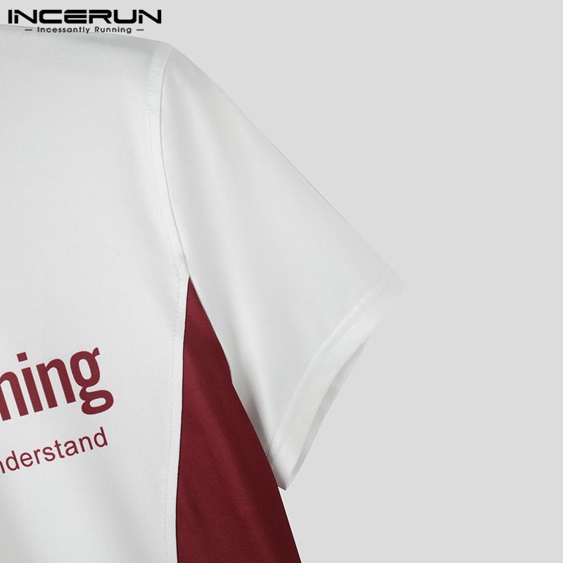 INCERUN Men Mockneck Short Sleeve Tops Casual Fitted T-shirts