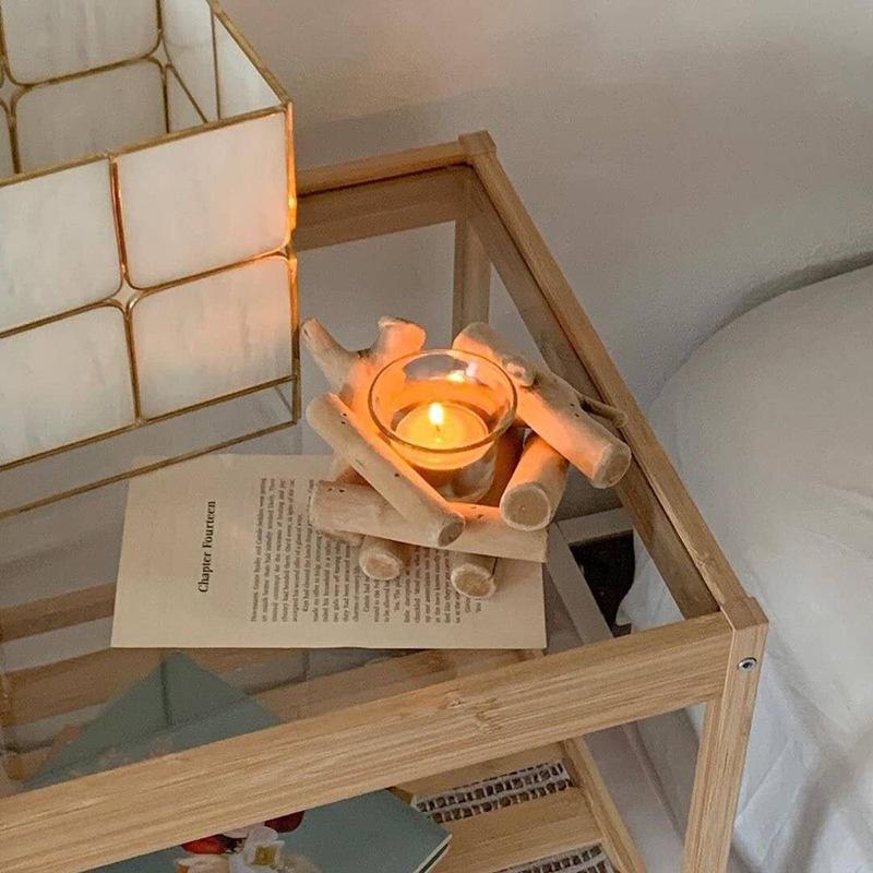 Candlestick Candle Holder 1PC  Flowwood Garden Style Glass Decoration Bedroom Living Room Dining Room Wedding Decoration