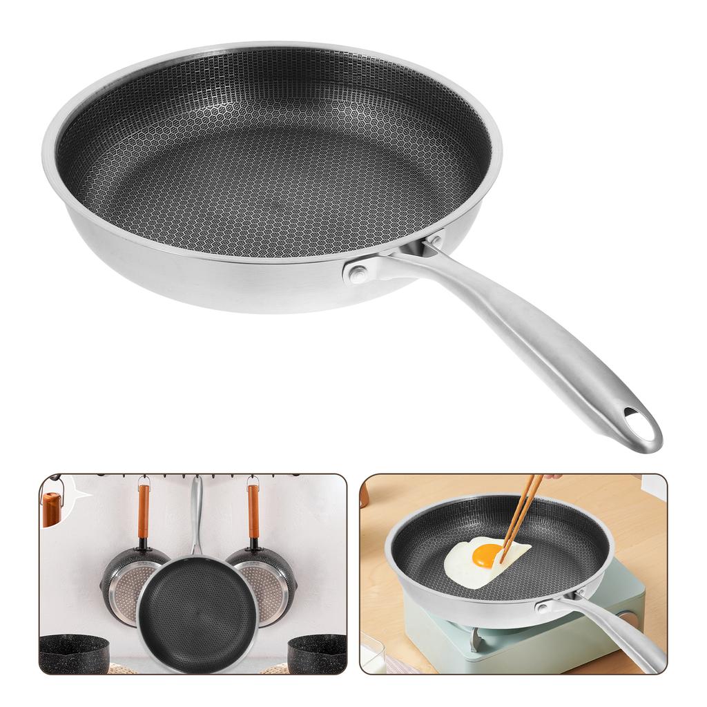 Non Stick Stainless Steel Honeycomb Frying Pan Kitchen Cookware Kitchen Cookware for Outdoor Cooking 28cm