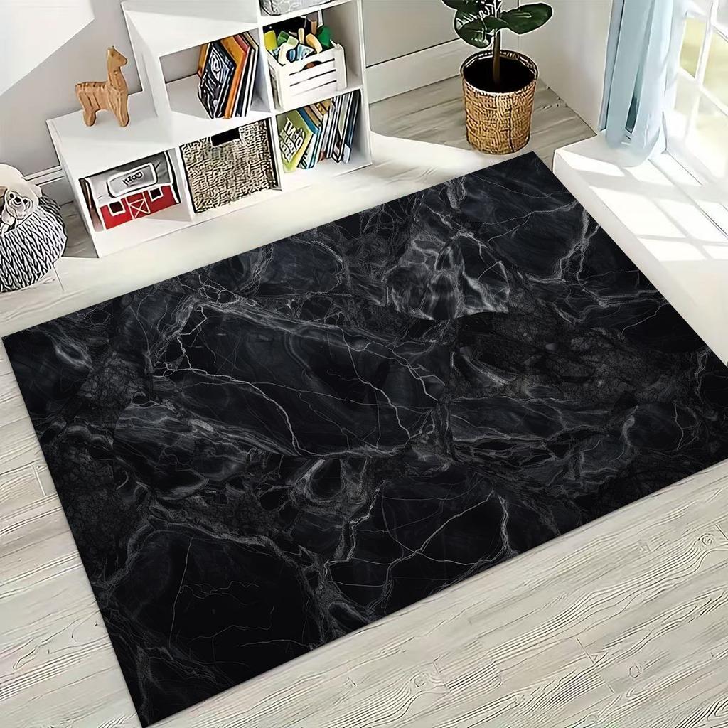 2026 Luxurious Marble Black Green Gold Colorful Stone Texture Rug for Bedroom Living Room Sofa Home Doormat Decor,Non-slip Mat