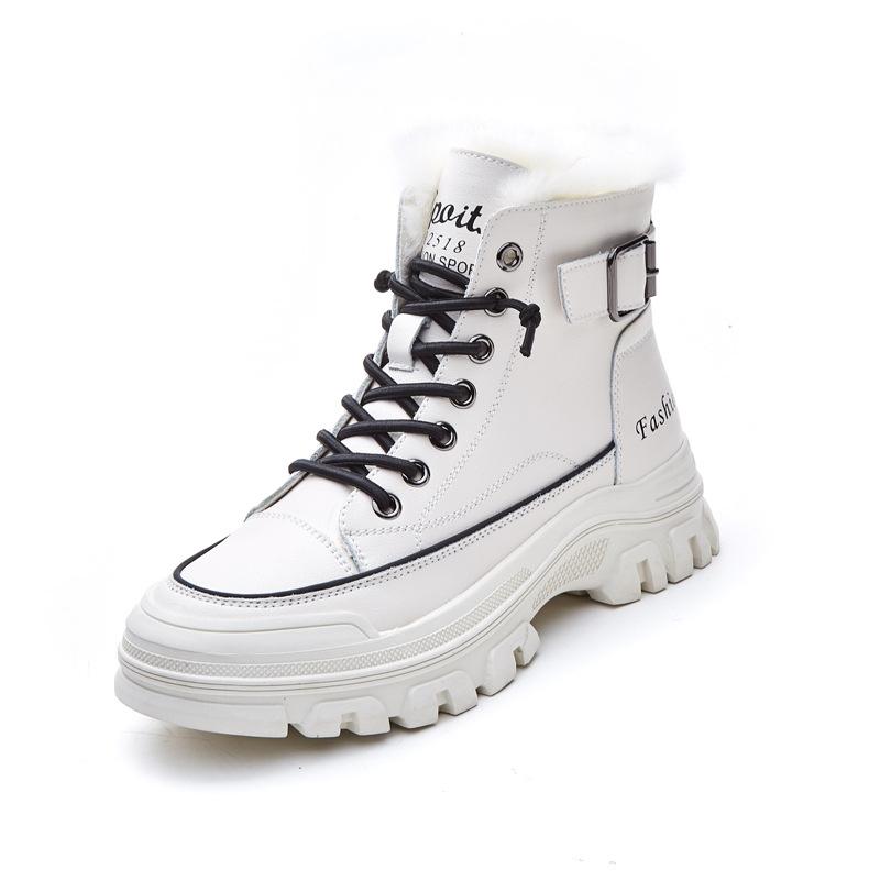 

Fashion Snow Boots Women s Autumn and Winter New Fleece Thickened Versatile Women s Boots Rabbit Hair Mouth Martin Boots Tide 35
