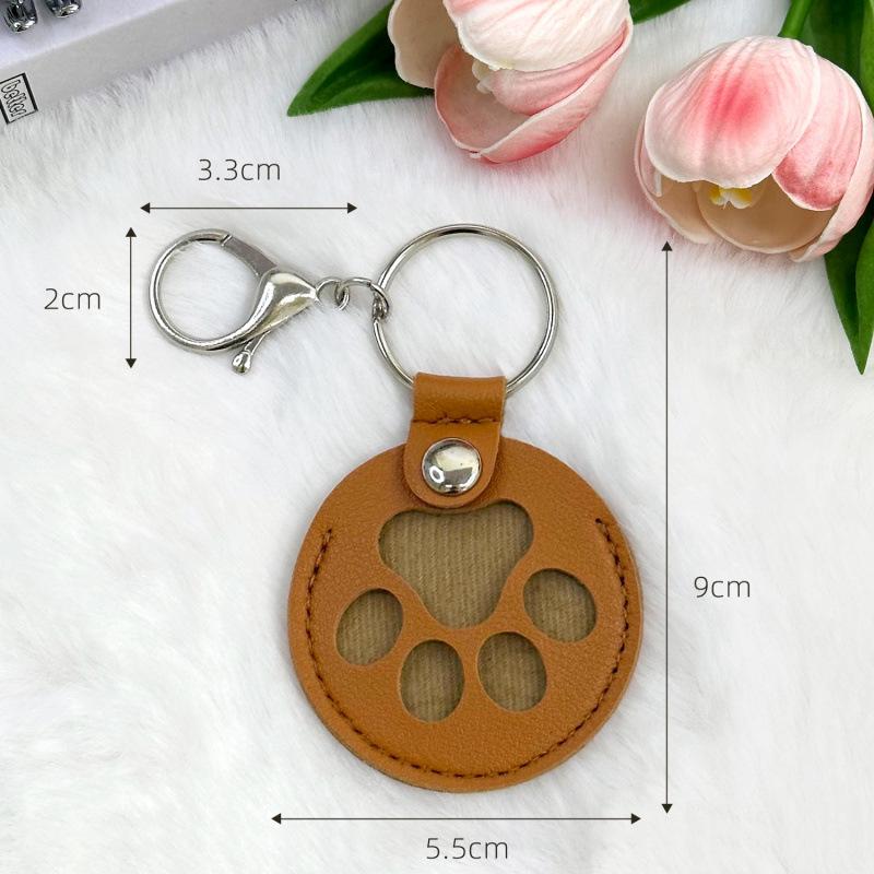 Leather Pet Hair Memorial Keychain Case: Cat & Dog Hair Keepsake Hanger