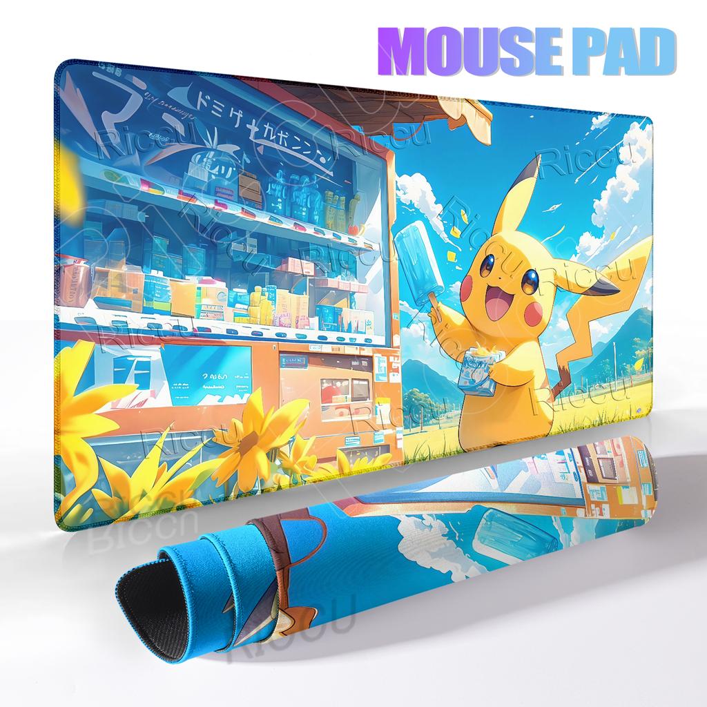 Pikachu Extended Gaming Mousemat Big Size Desk Carpet Non-Slip Rubber PC Keyboard Rug Anime Pokemon Mousepad for E-Sports Gamer