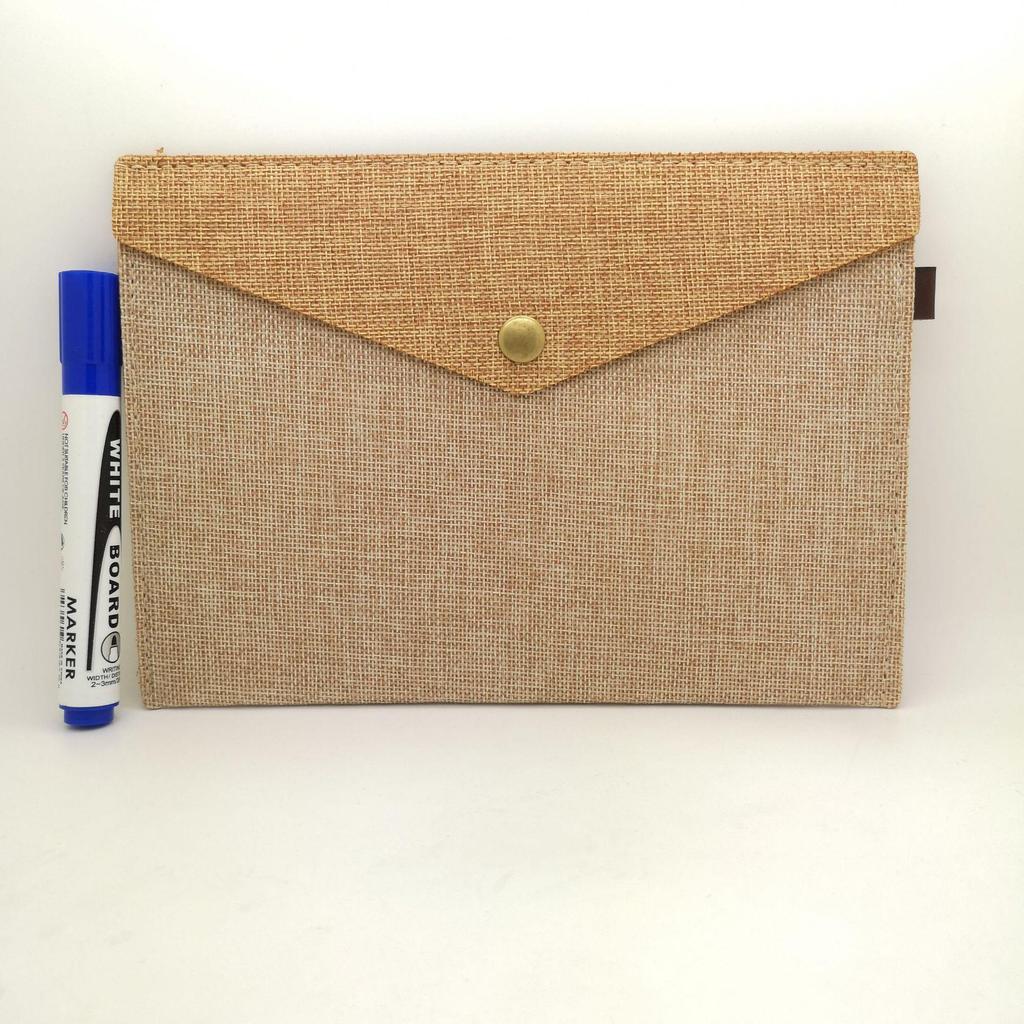 A4 Magnetic Button Linen-Feel Felt File Bag & Stationery Set for Office, Meetings, or School - A5 Document Storage