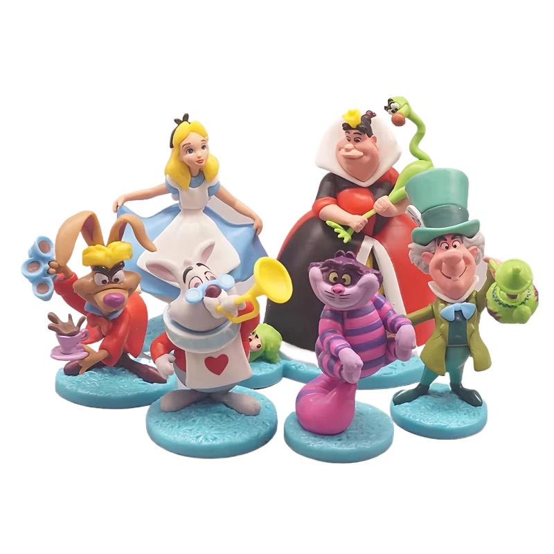 

6pcs Disney Alice in Adventures model doll, meow cat ornament, toy doll, birthday surprise, commemorative gift 6pcs