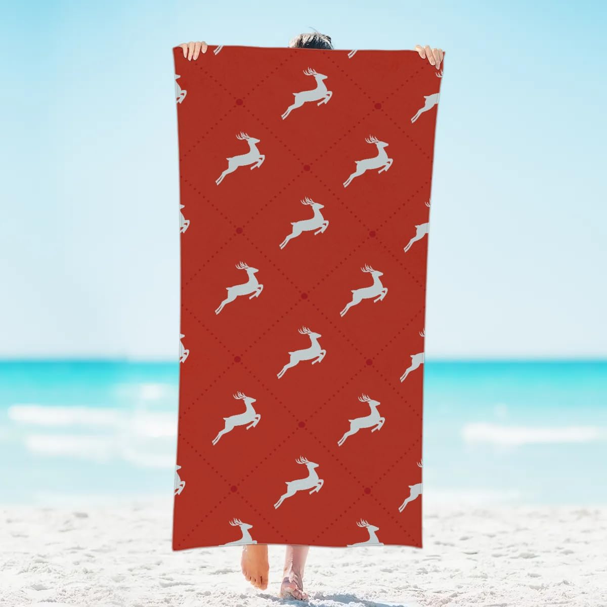 

Microfiber Beach Towels Deer Animal Texture Thin Towel Sand Free Lightweight Quick Dry Big Travel Towels for Pool Bath Swim Yoga W40*H60(CM)