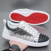 Alphabet Shoes Trend Versatile Men's Casual Board Shoes Men's Shoes Rivet Sequins Low-top Red Sole
