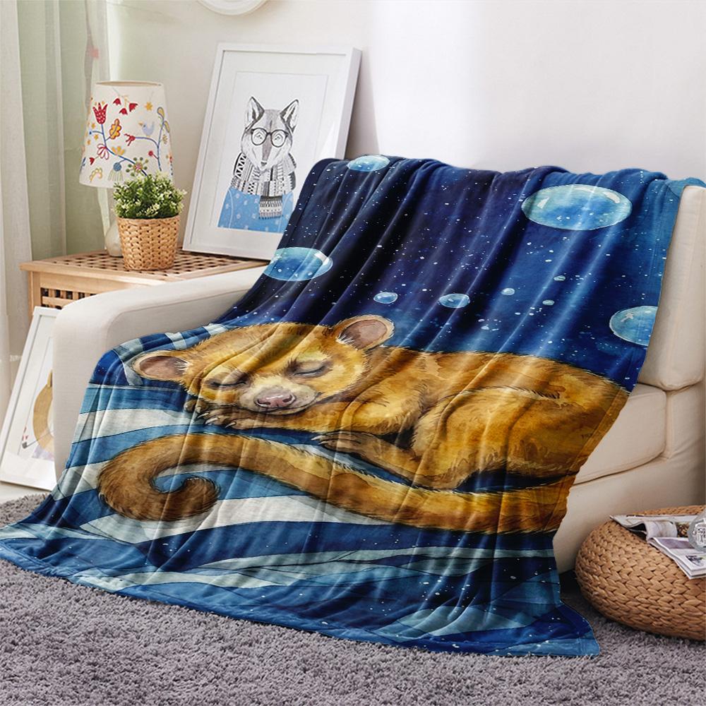 1PC Watercolor style Print FlAannel Blanket, High quality Comfortable for All Seasons, Home Decor, Warmth and Comfort