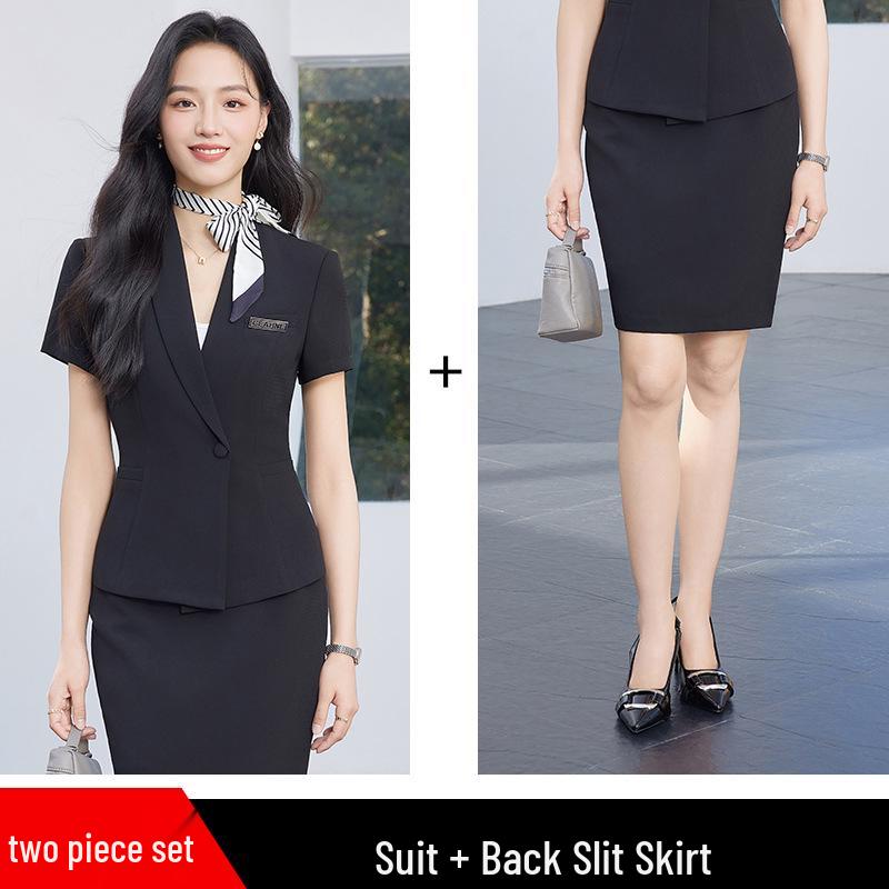 Women's Summer Short-Sleeve Professional Suit Set for Formal Occasions – High-End Skirt Set for Commuting and Beauty Industry Workwear