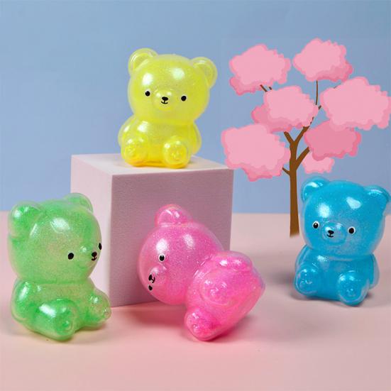 1/4 Stück Cartoon Bär Quetschspielzeug Langsam zurückfedernd Weich TPR Stress Angst Abbau Tragbar Kinder Jugendliche Erwachsene Bunt Tier Squishies Sensorisches Fidget Spielzeug
