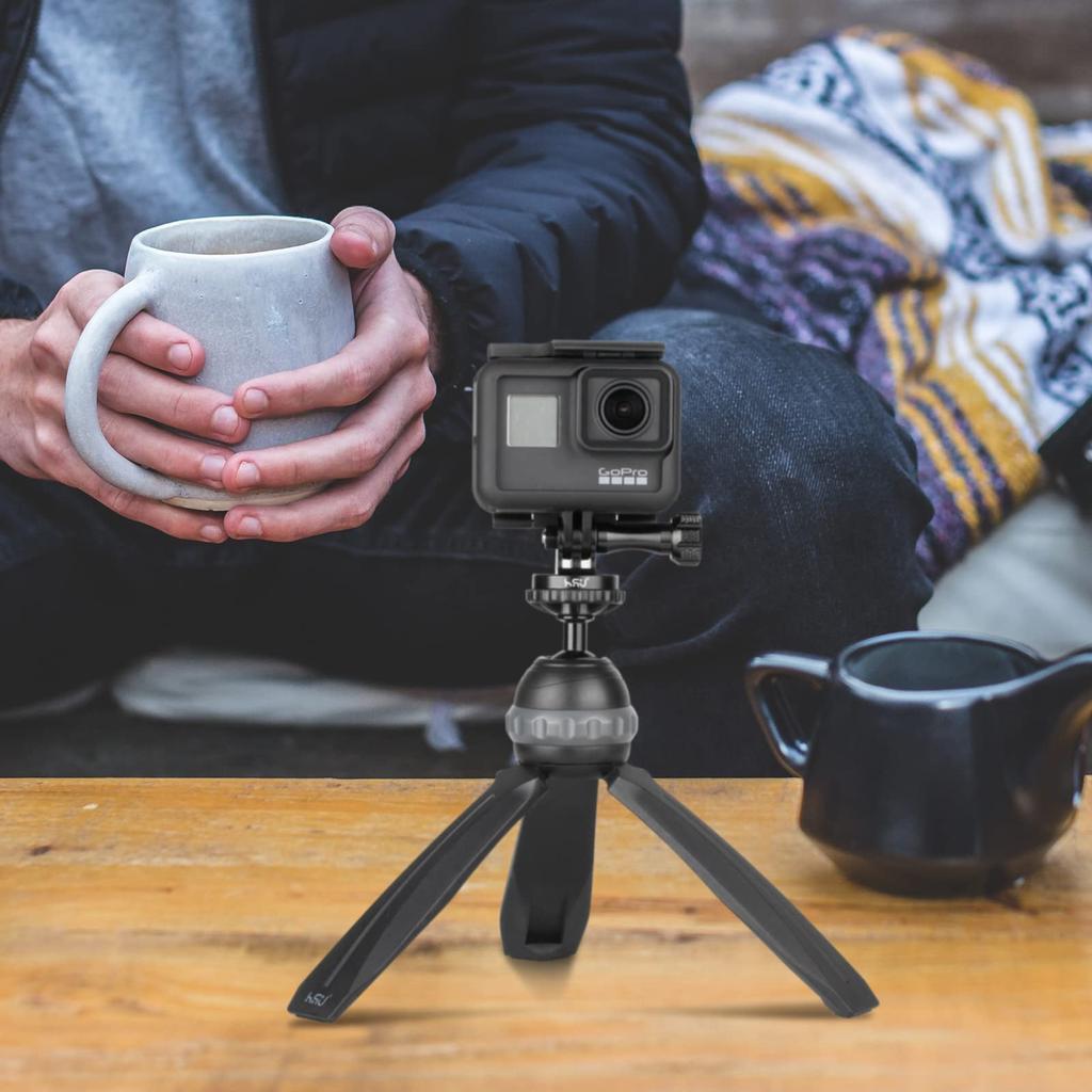 HSU Extension Arm Action Camera Accessory 360 Degree Conversion Tripod All Aluminum Compatible with GoPro Hero and Other Action Cameras Set, Adapter,