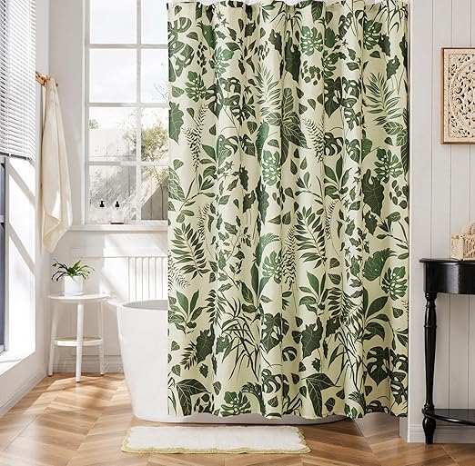 

Boho Shower Curtain Green Cute Floral Shower Curtains For Bathroom Allover Jungle Tropical Leaves Plant Shower Curtain Waterproo зелёный