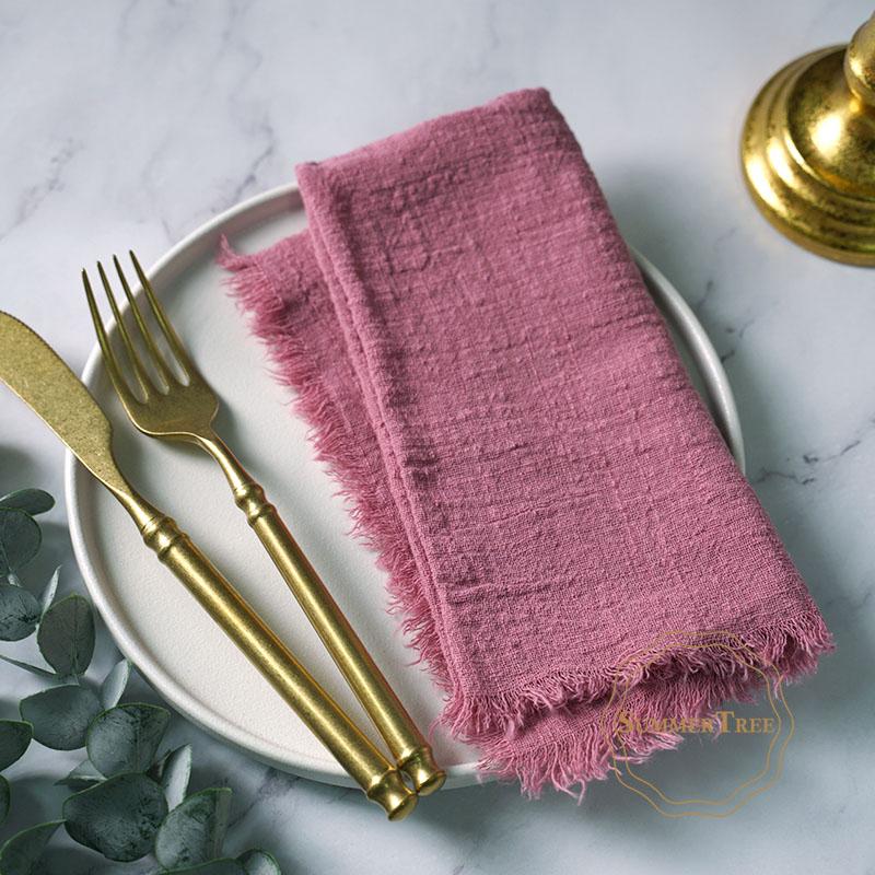 20PCS Napkins 41x41CM Cotton Cloth Gauze Retro Burr Rustic Kitchen Tea Towel Wedding Party Dinner Christmas Napkin Table Decor