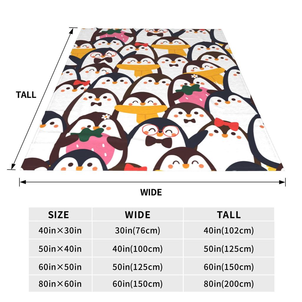 Cute cartoon penguin Printed Blanket for Sofa Bed Travel Camping Living Room Office Conditioning Blanket for All Seasons Gifts