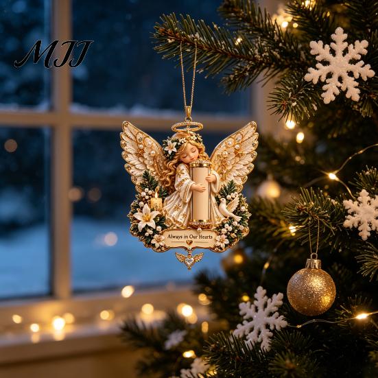 Salvadanaio Decorativo Albero di Natale Portacandele Angelo Ornamento da Appendere, Ciondolo Denaro Acrilico per Decorazione Festiva, Contenitore Ricordo Stagionale Festivo