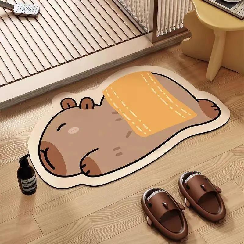 VIKAMA Cartoon Capybara Bathroom Mat Non-Slip, Wear-Resistant Home Decor Bathroom Mat Home Decoration