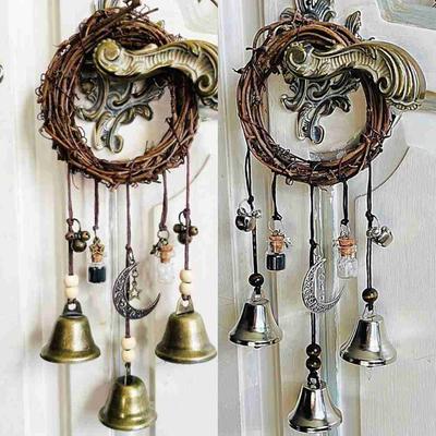 Witch Bells Protection Door Hangers Witch Wind Chimes Wreath Handmade Hanging Witch Bells Wiccan Magic Wind Chimes for Home Door