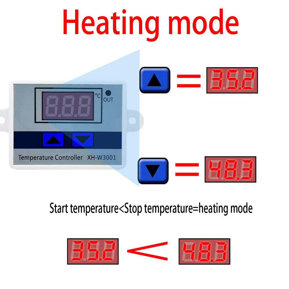 W3001 W3002 12V 24V 110V 220V LED Digital Temperature Controller Thermostat Thermometer Incubator Fridge Heating Cooling Heater