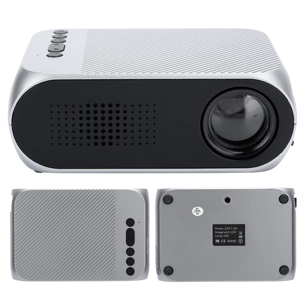 Mini Projector Silver Micro Portable 1080P LED Multi Function for Home Theater