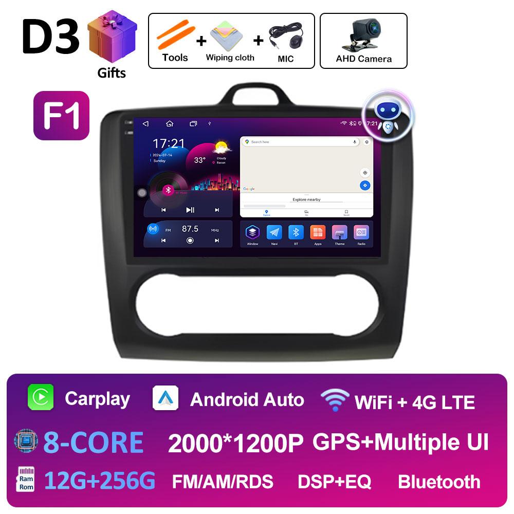 Android Auto Wireless Carplay For Ford Focus 2 3 Mk2 Mk3 2004 2005 2006 2007 2008 - 2011 Car Video Player 2.5D Touch Screen WIFI
