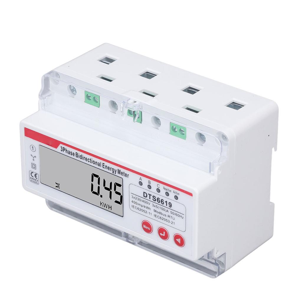 3 Phase 4 Wire Energy Meter LCD Display Multifunctional Button Control Bidirectional Electricity Met