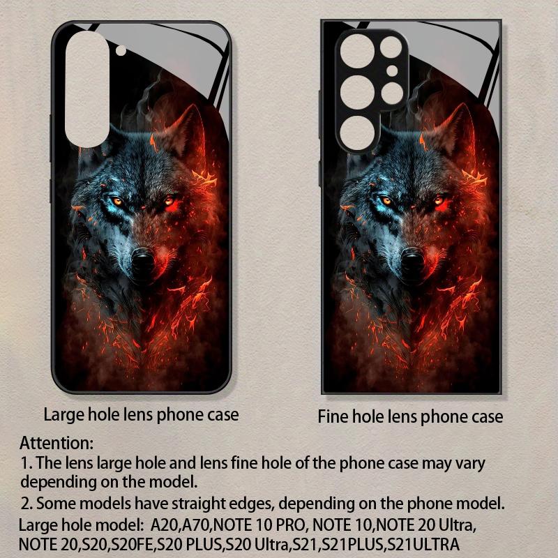 2D Fire Wolf Shadow Pattern Mobile Phone Case for Samsung S26 S25 S24 S23 S22 S21 S20 A55 A54 Tempered Glass Protective Cover