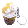 Creative Simulation Popcorn Bucket Keychain Mini Snack Cup Key Ring Pendant Gift