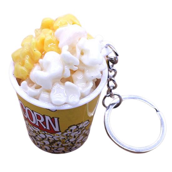 Creative Simulation Popcorn Bucket Keychain Mini Snack Cup Key Ring Pendant Gift