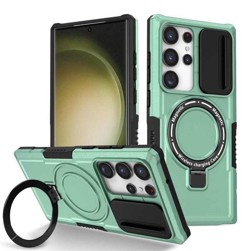 New Model Suitable for Samsung S25 Ultra Fulcrum Magnetic Push Window Mobile Phone Case Note20U Anti Fall Bracket Protection Case